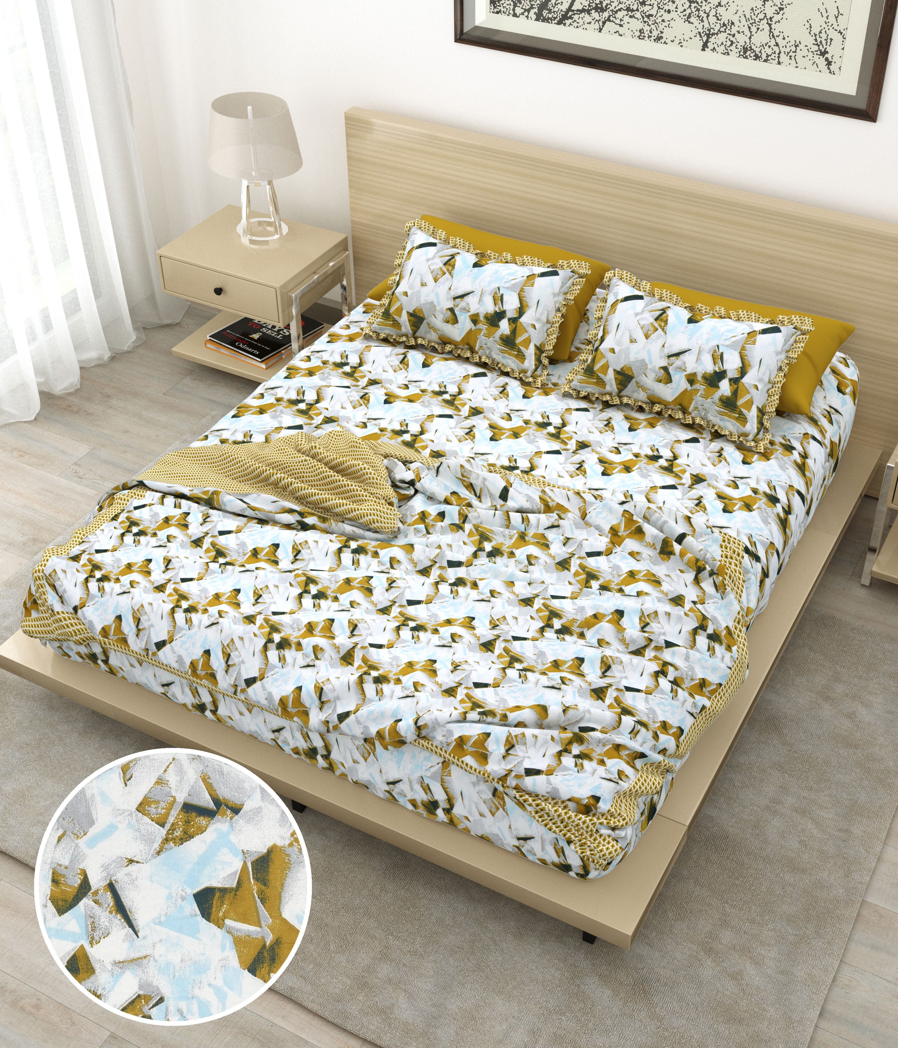 Premium Multicolor Abstract Print Dohar | Soft & Lightweight Yellow