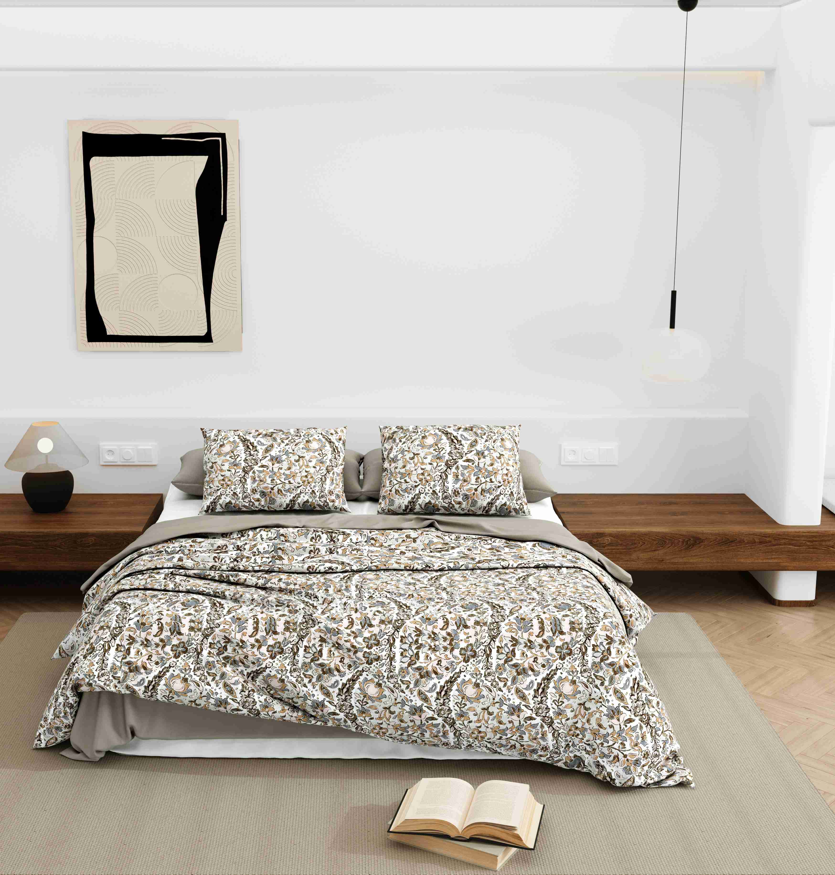 Wonderland 108" x 108" Cotton King Size Bedsheet Set with 2 Pillow Covers