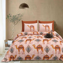 Rang Mahal 108" x 108" Cotton Bedsheet Set with 2 Pillow Covers – Royal Camel in Pink