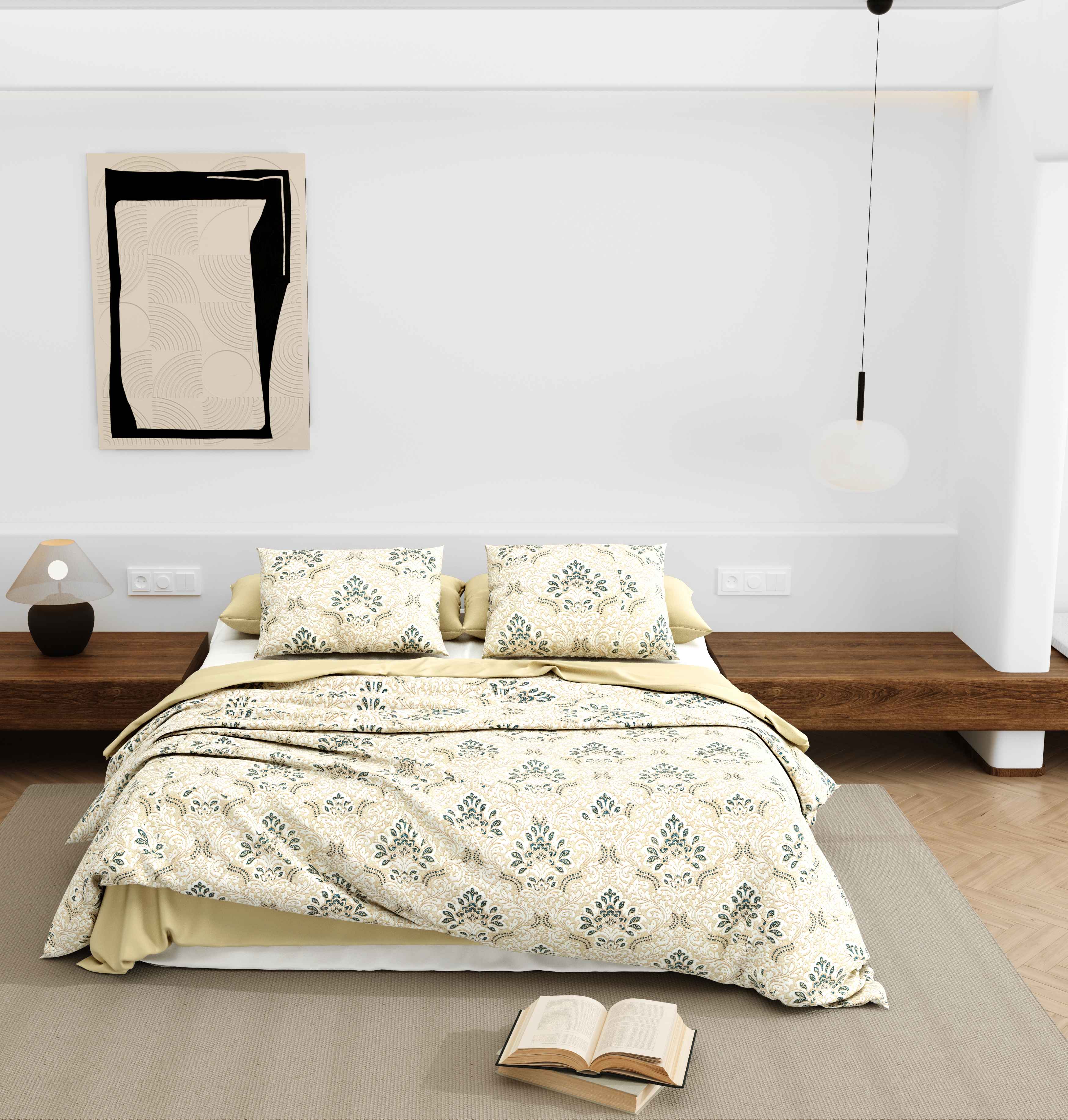 Wonderland 108" x 108" Cotton King Size Bedsheet Set with 2 Pillow Covers