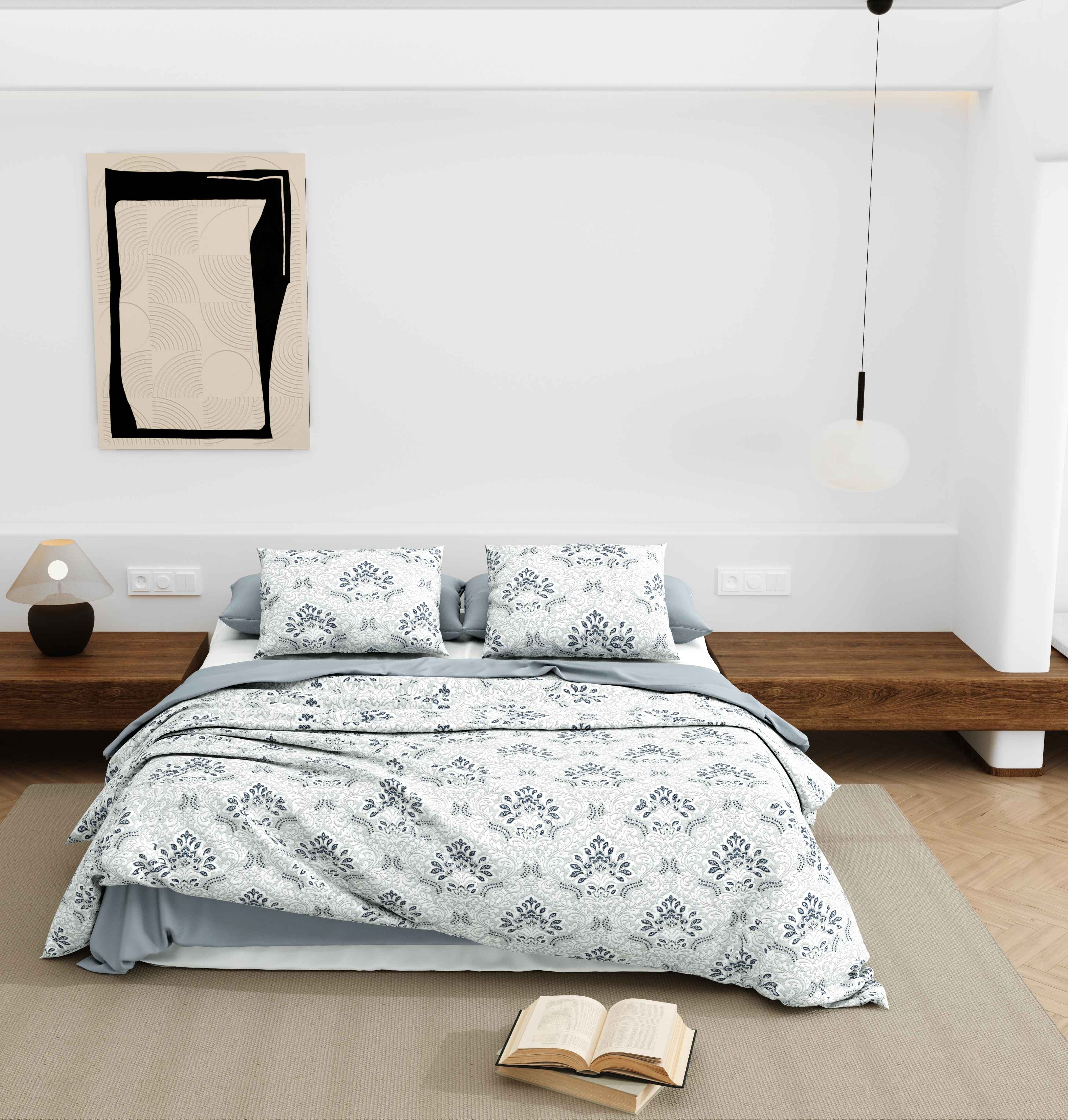 Wonderland 108" x 108" Cotton King Size Bedsheet Set with 2 Pillow Covers