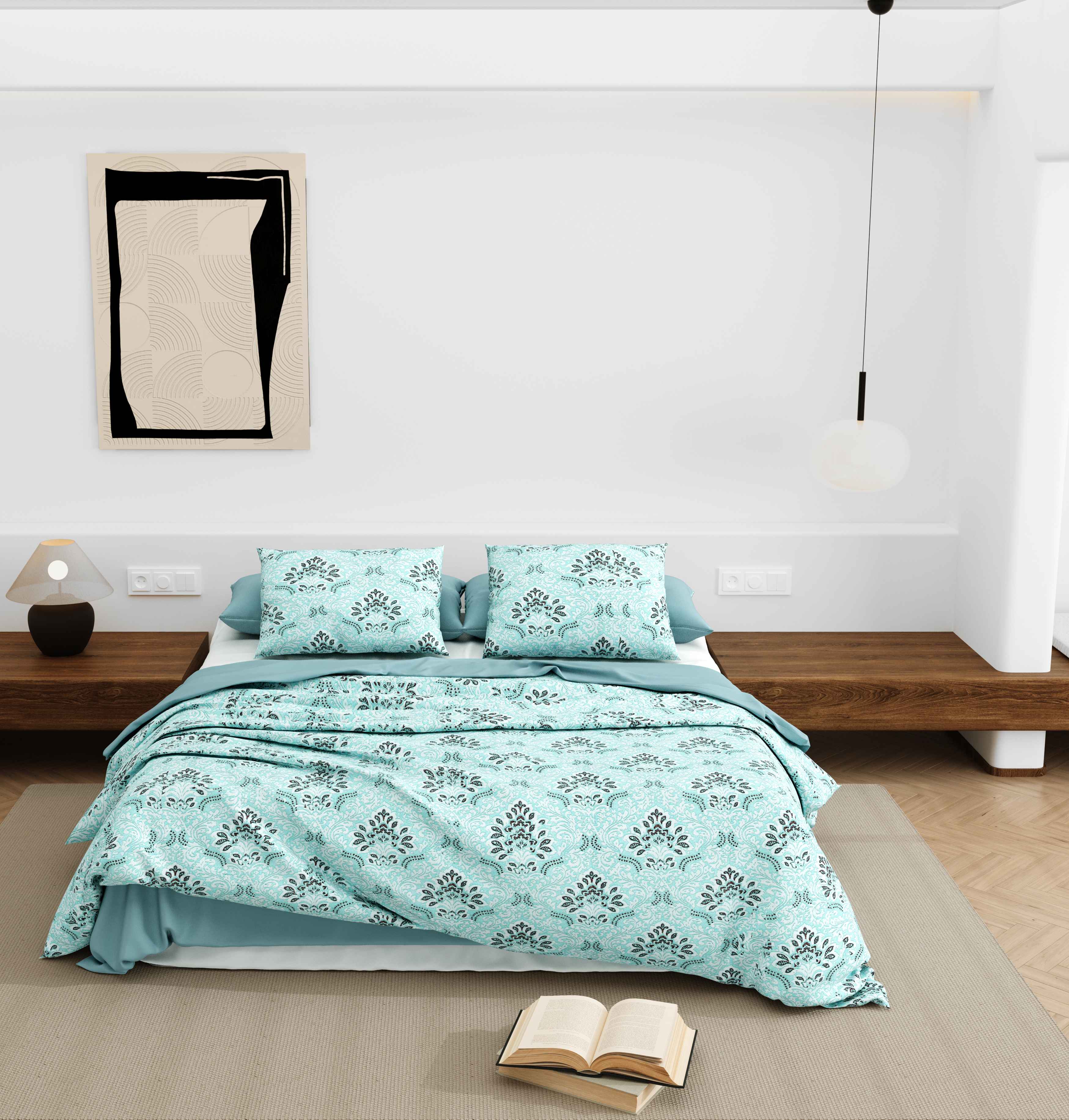 Wonderland 108" x 108" Cotton King Size Bedsheet Set with 2 Pillow Covers