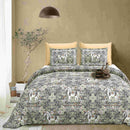 Rang Mahal 108" x 108" Cotton Bedsheet Set with 2 Pillow Covers – Royal Horse in Antique Grey