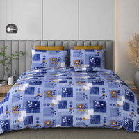 Black Jack Blue Floral Edition 108" x 108" Cotton King Size Bedsheet Set with 2 Pillow Covers