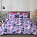 Black Jack Purple Floral Edition 108" x 108" Cotton King Size Bedsheet Set with 2 Pillow Covers
