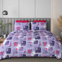 Black Jack Purple Floral Edition 108" x 108" Cotton King Size Bedsheet Set with 2 Pillow Covers