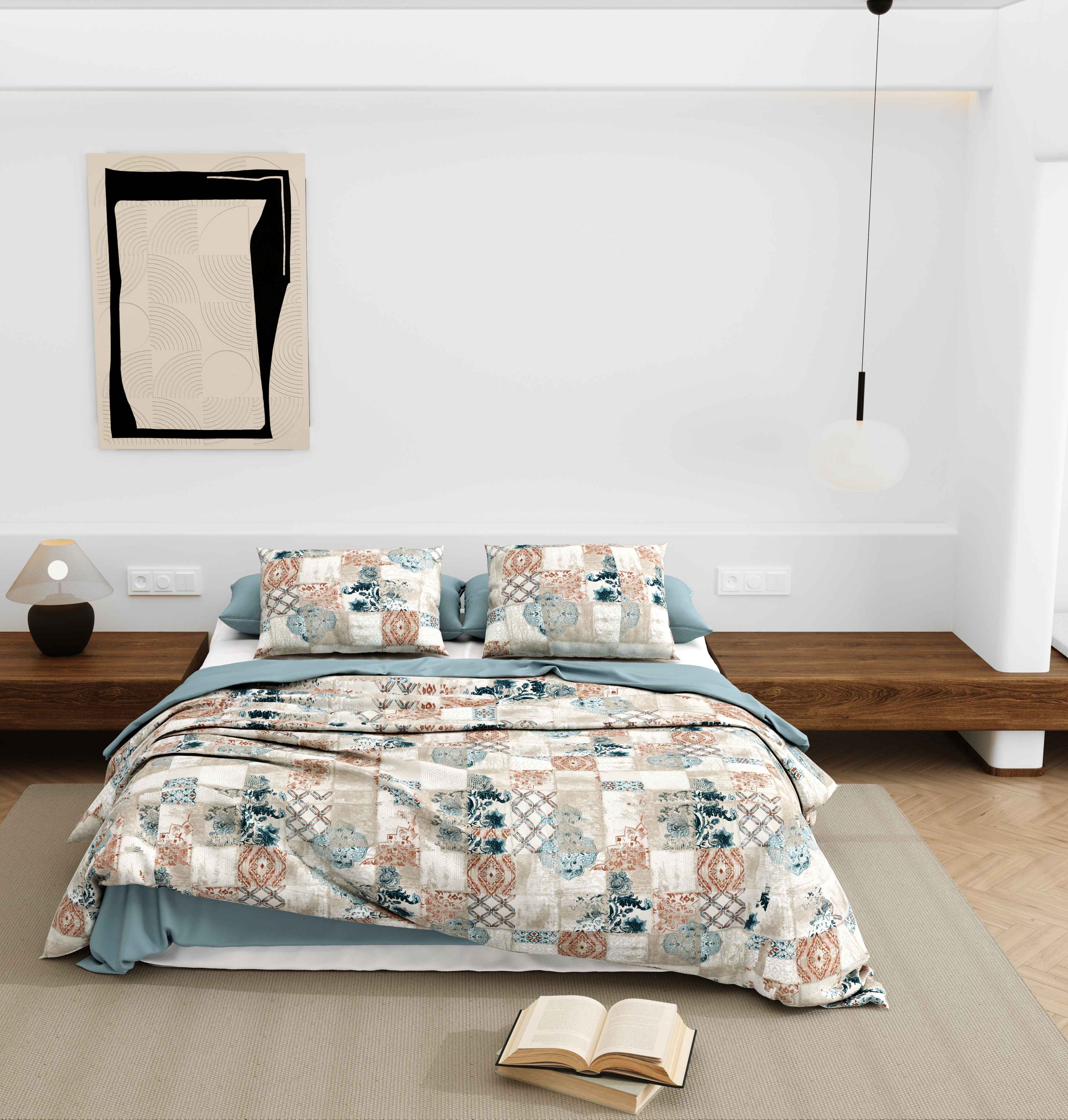 Wonderland 108" x 108" Cotton King Size Bedsheet Set with 2 Pillow Covers