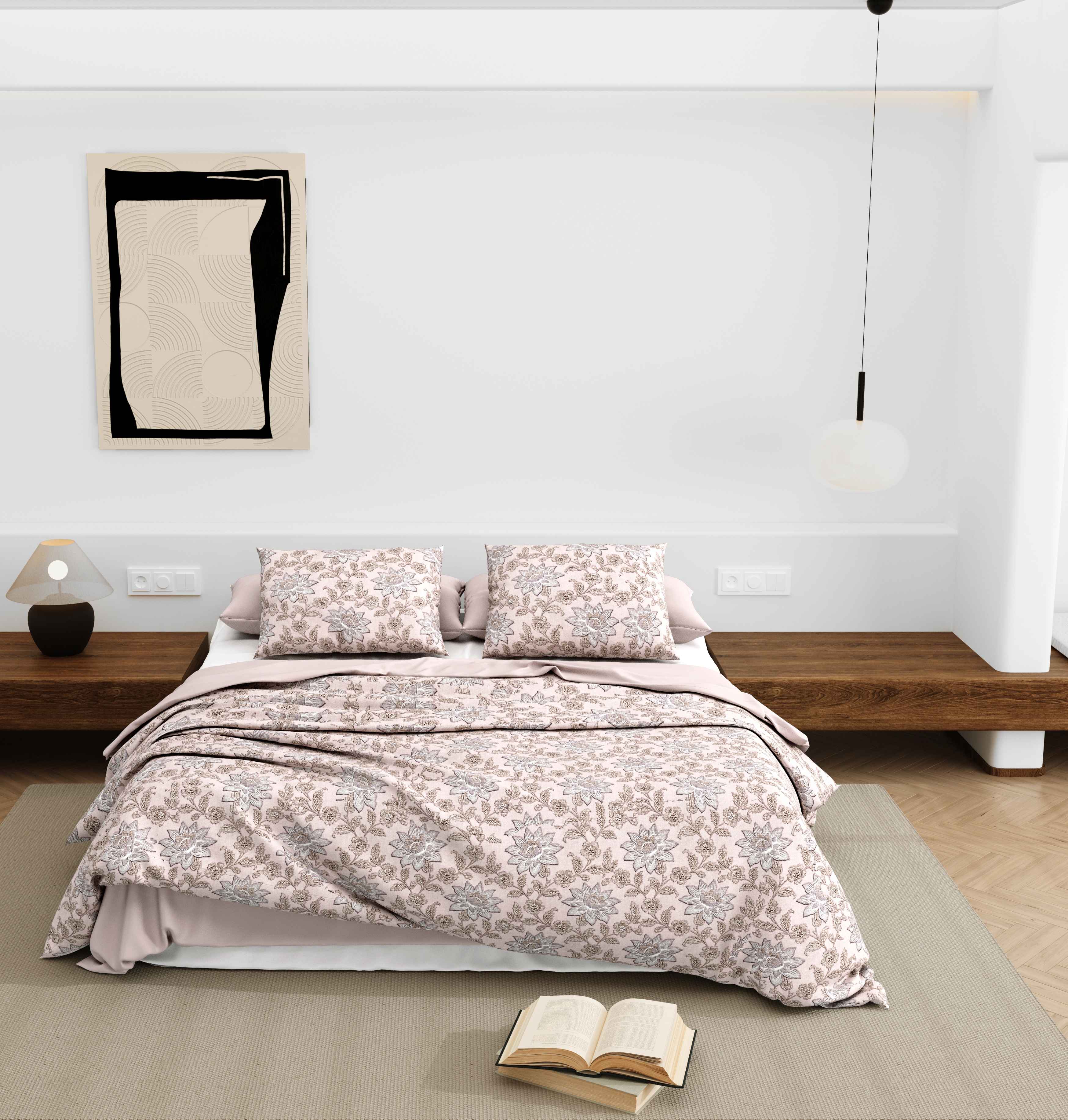 Wonderland 108" x 108" Cotton King Size Bedsheet Set with 2 Pillow Covers