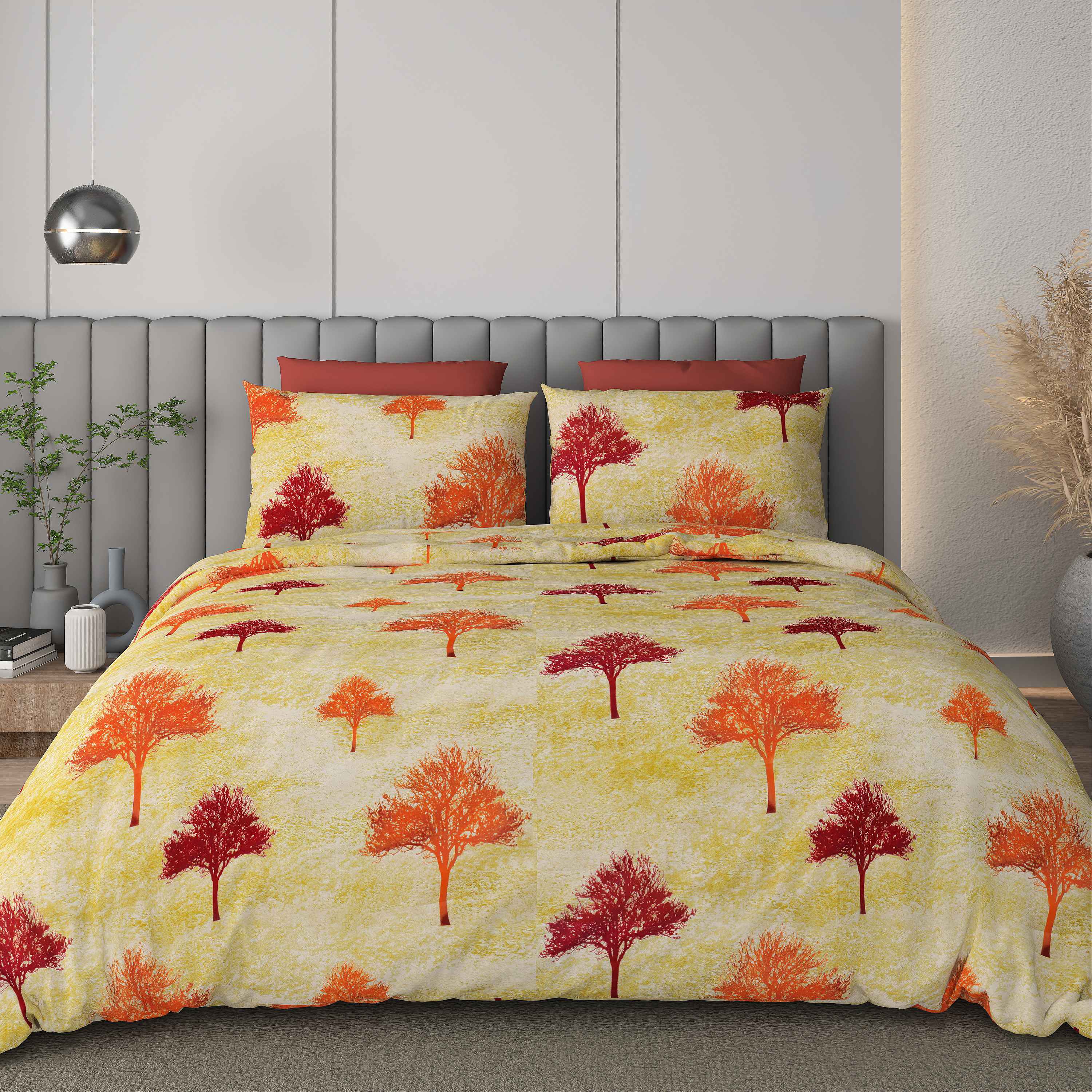Black Jack Yellow Tree Edition 108" x 108" Cotton King Size Bedsheet Set