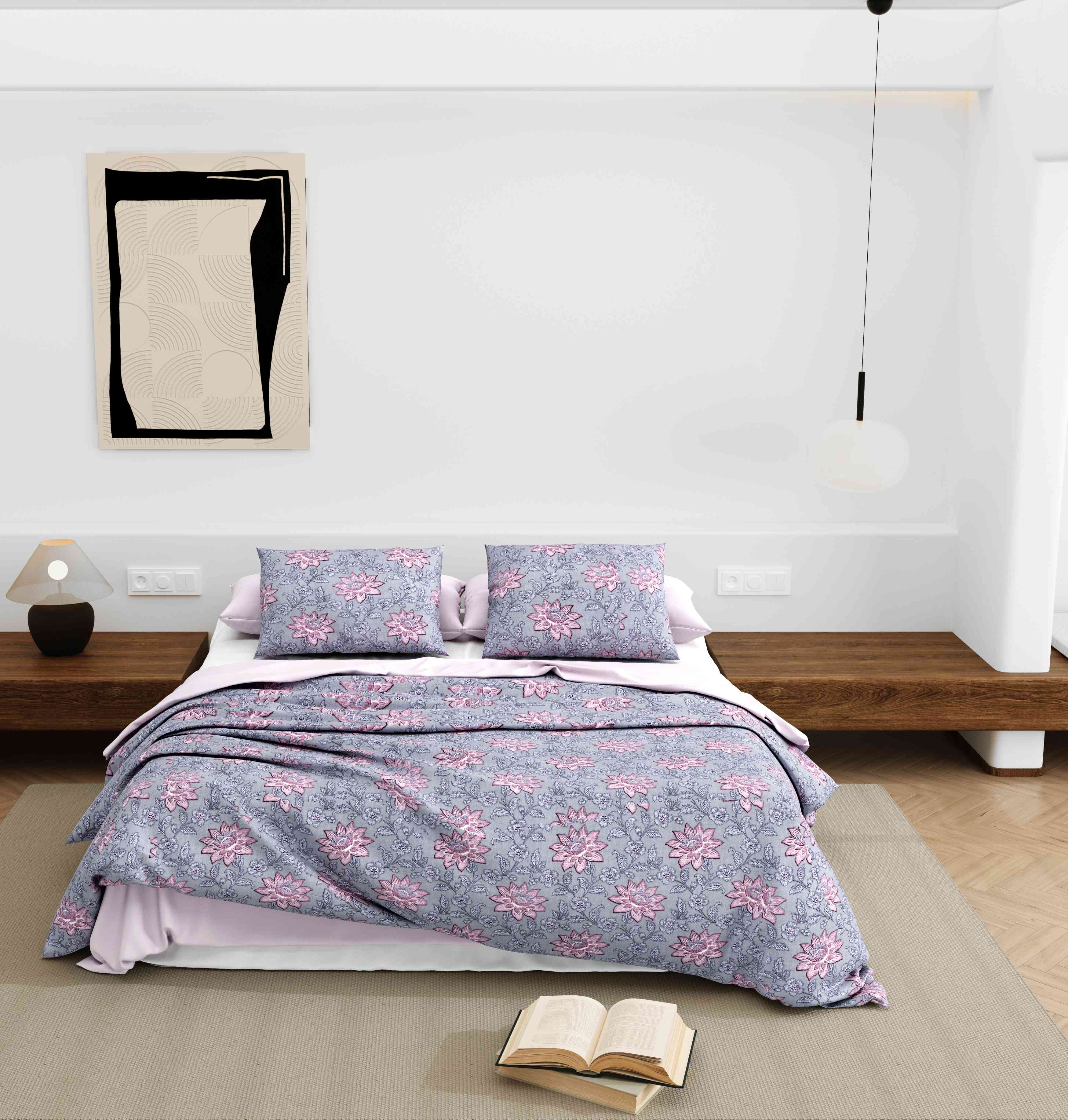 Wonderland 108" x 108" Cotton King Size Bedsheet Set with 2 Pillow Covers