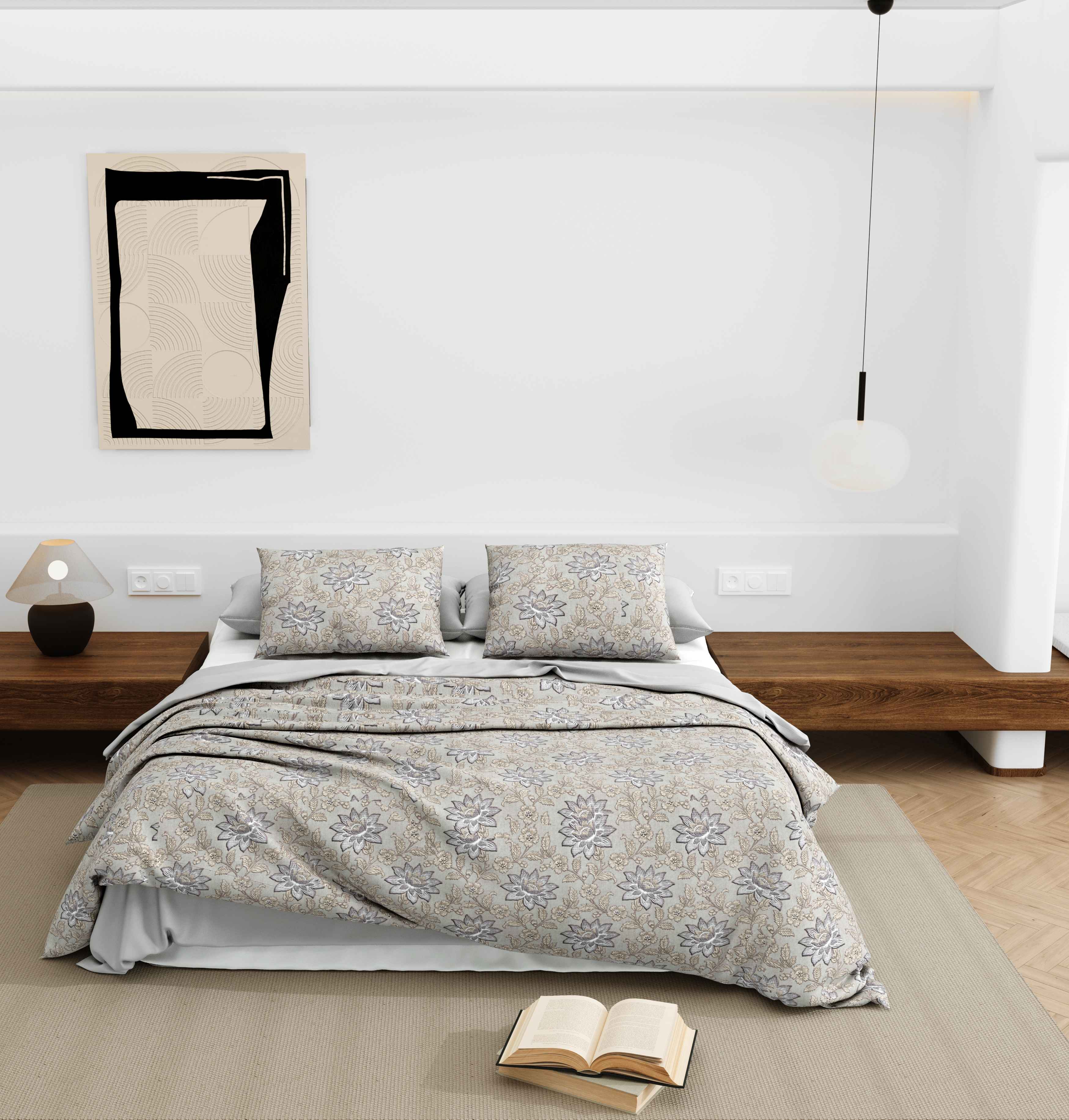 Wonderland 108" x 108" Cotton King Size Bedsheet Set with 2 Pillow Covers