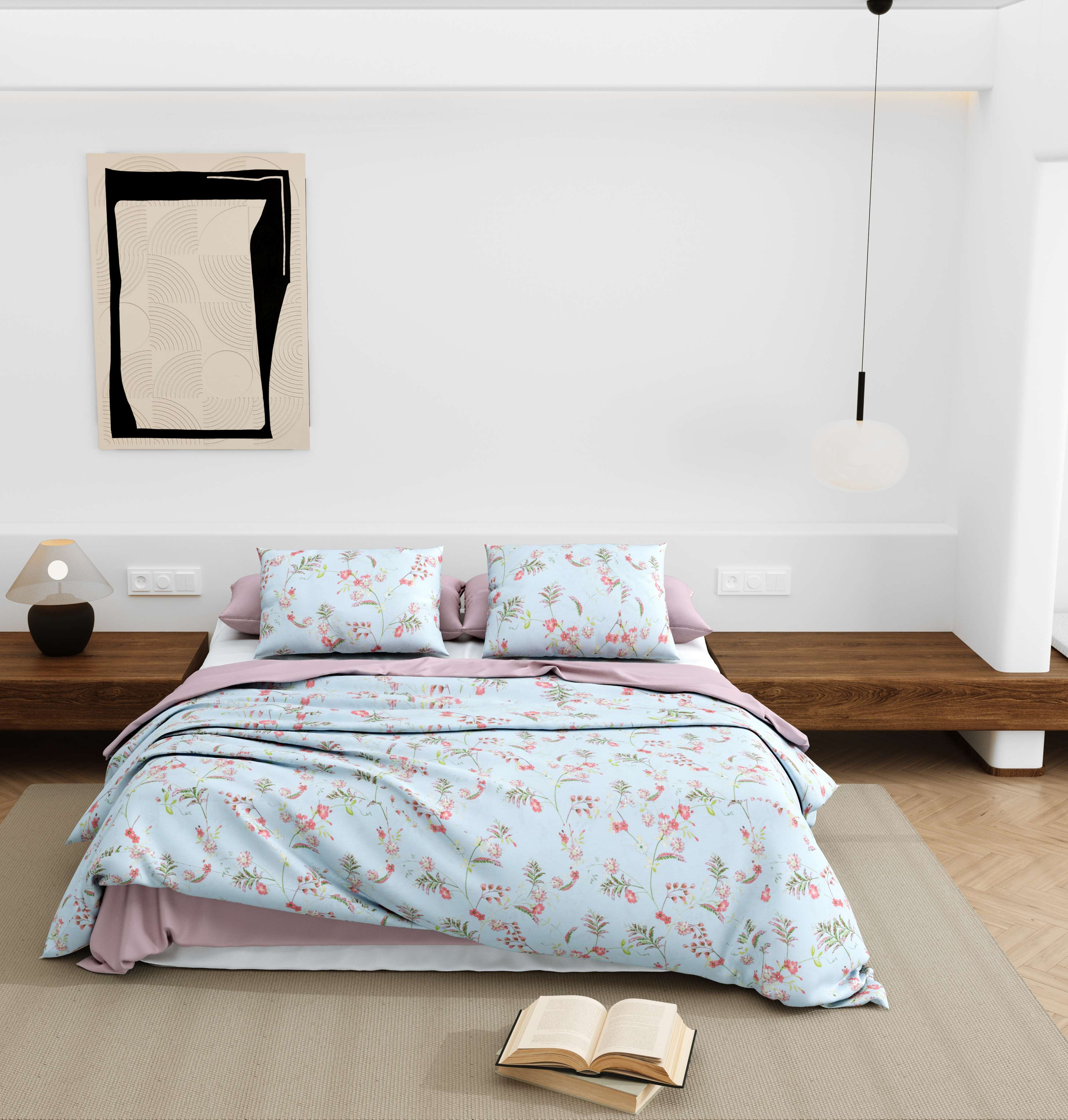 Wonderland 108" x 108" Cotton King Size Bedsheet Set with 2 Pillow Covers