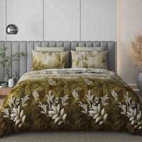 Black Jack Olive Green Leaf Edition 108" x 108" Cotton King Size Bedsheet Set with 2 Pillow Covers