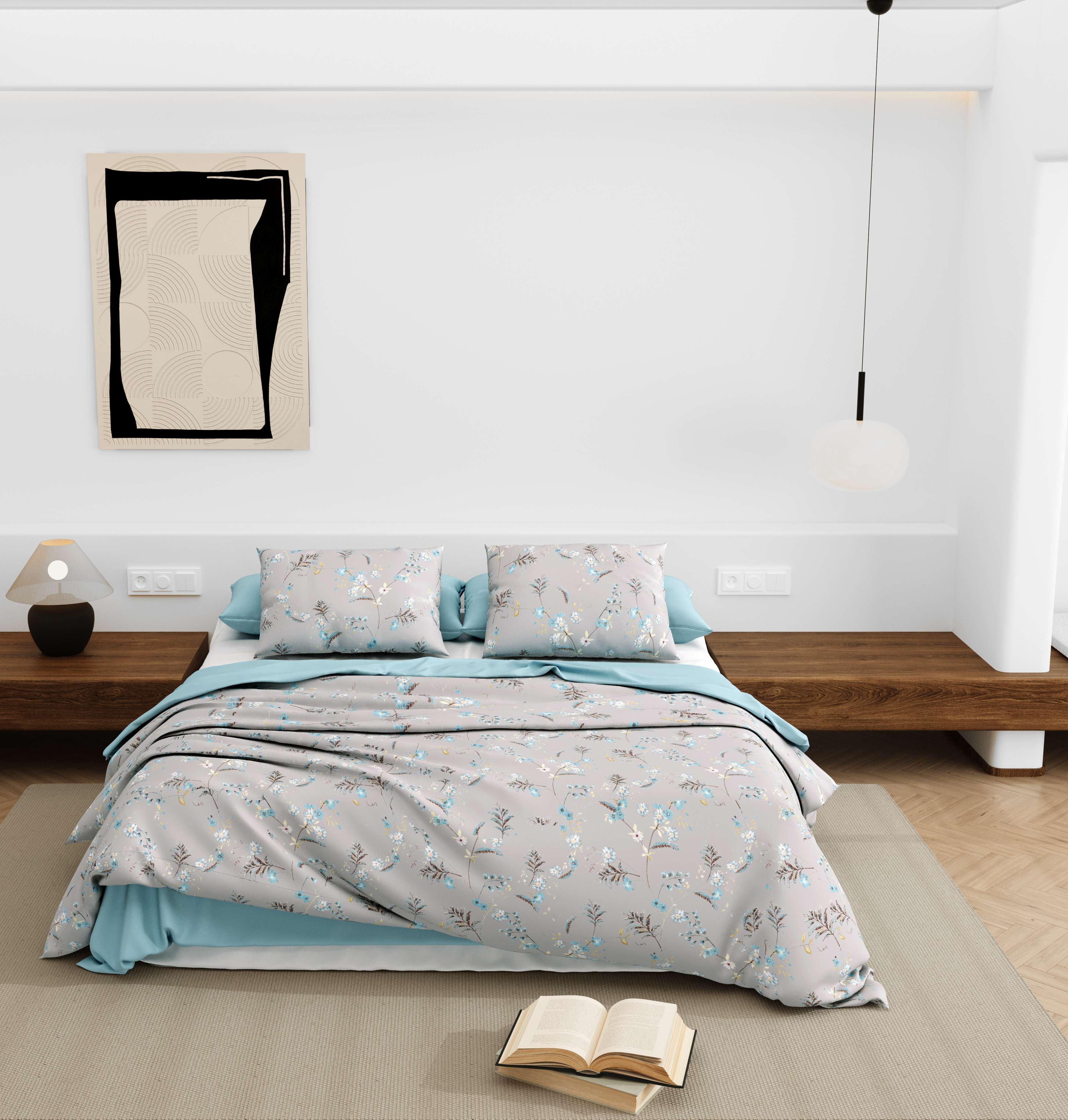 Wonderland 108" x 108" Cotton King Size Bedsheet Set with 2 Pillow Covers