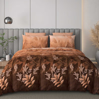 Black Jack (Rust Brown Leaf Edition) 108" x 108" Cotton King Size Bedsheet Set with 2 Pillow Covers
