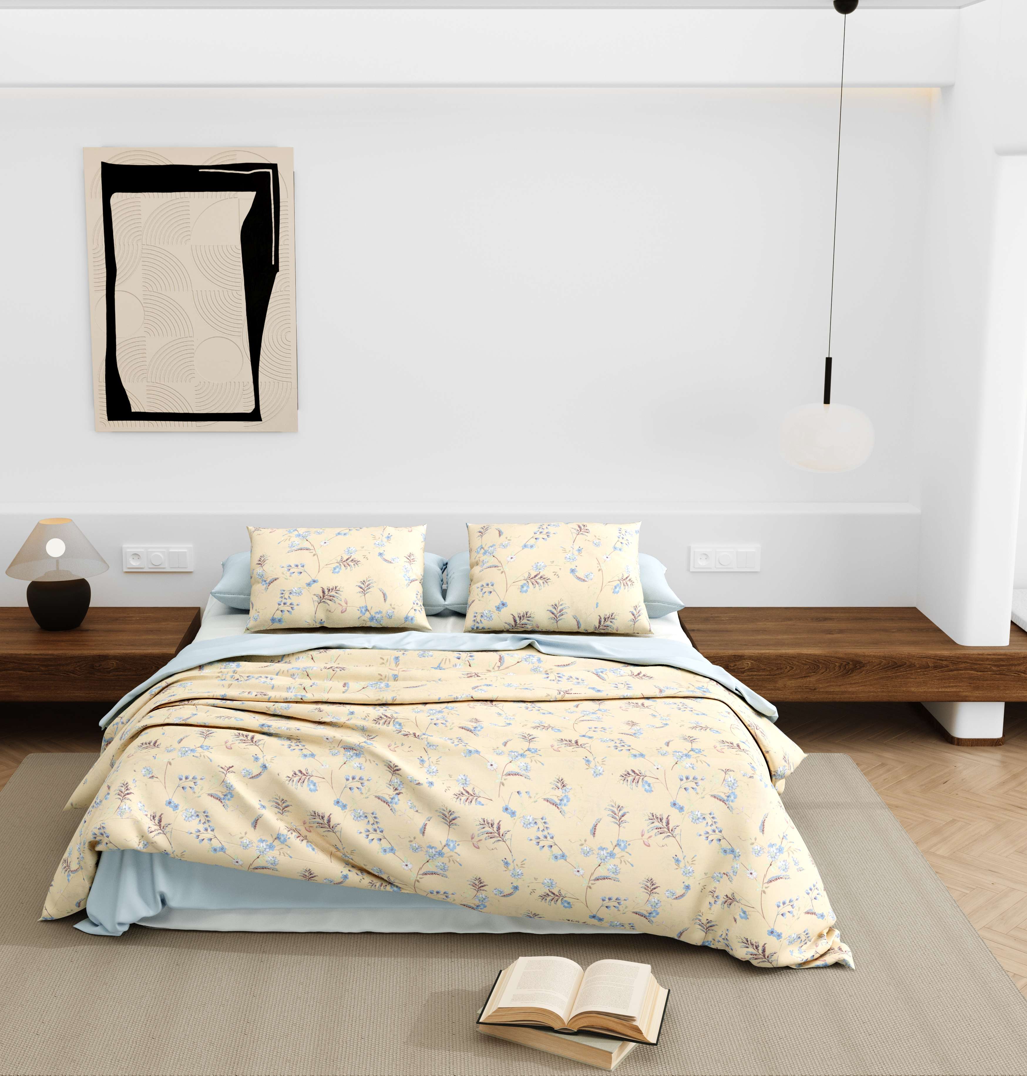 Wonderland 108" x 108" Cotton King Size Bedsheet Set with 2 Pillow Covers