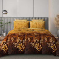 Black Jack (Mustard Yellow Leaf Edition) 108" x 108" Cotton King Size Bedsheet Set with 2 Pillow Covers