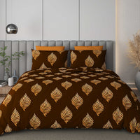 Black Jack (Chocolate Gold Leaf Edition) 108" x 108" Cotton King Size Bedsheet Set with 2 Pillow Covers