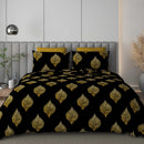 Black Jack (Black Gold Leaf Edition) 108" x 108" Cotton King Size Bedsheet Set with 2 Pillow Covers