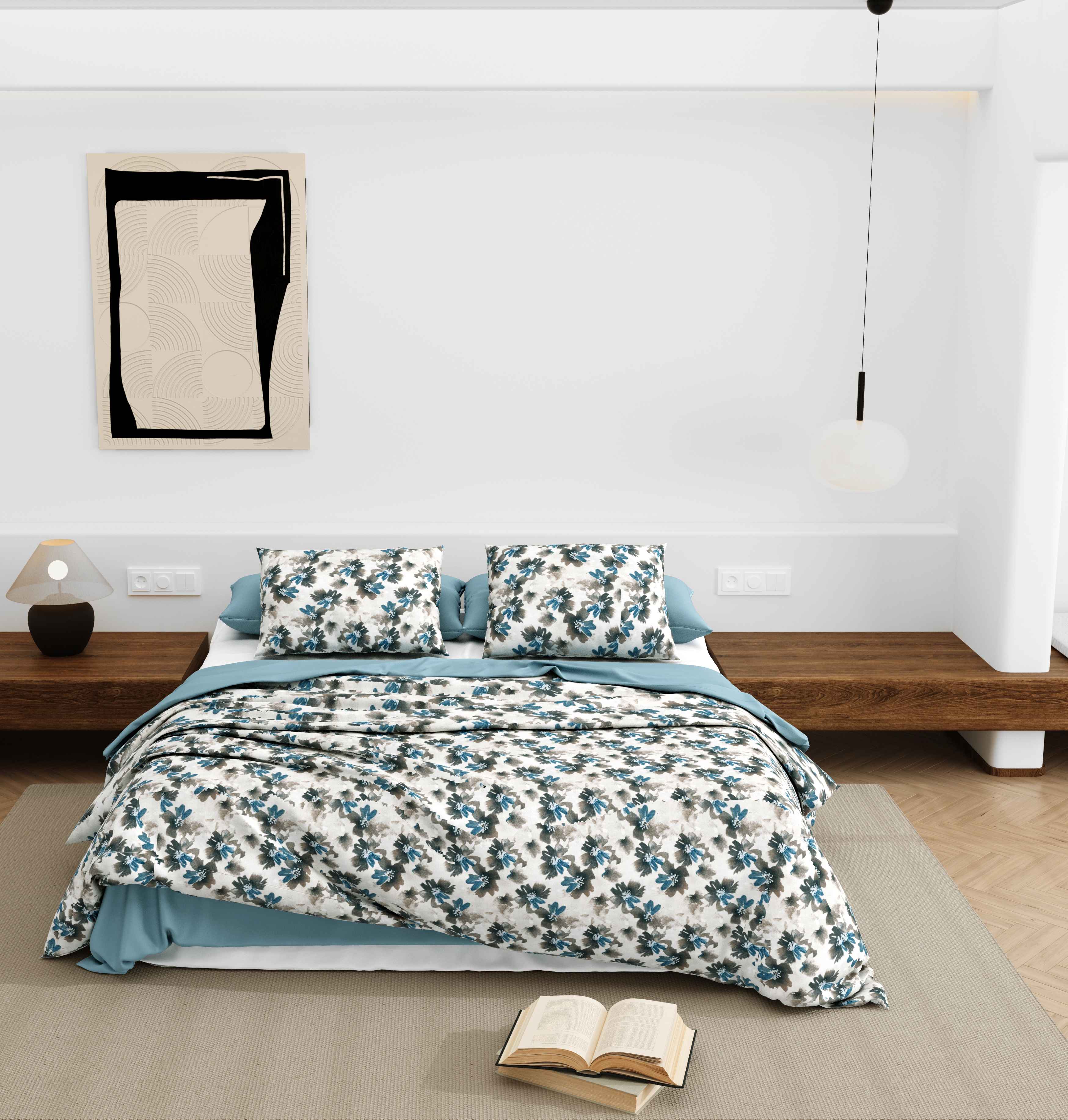 Wonderland 108" x 108" Cotton King Size Bedsheet Set with 2 Pillow Covers