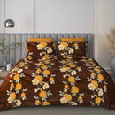 Black Jack (Coffee Brown Floral Edition) 108" x 108" Cotton King Size Bedsheet Set with 2 Pillow Covers