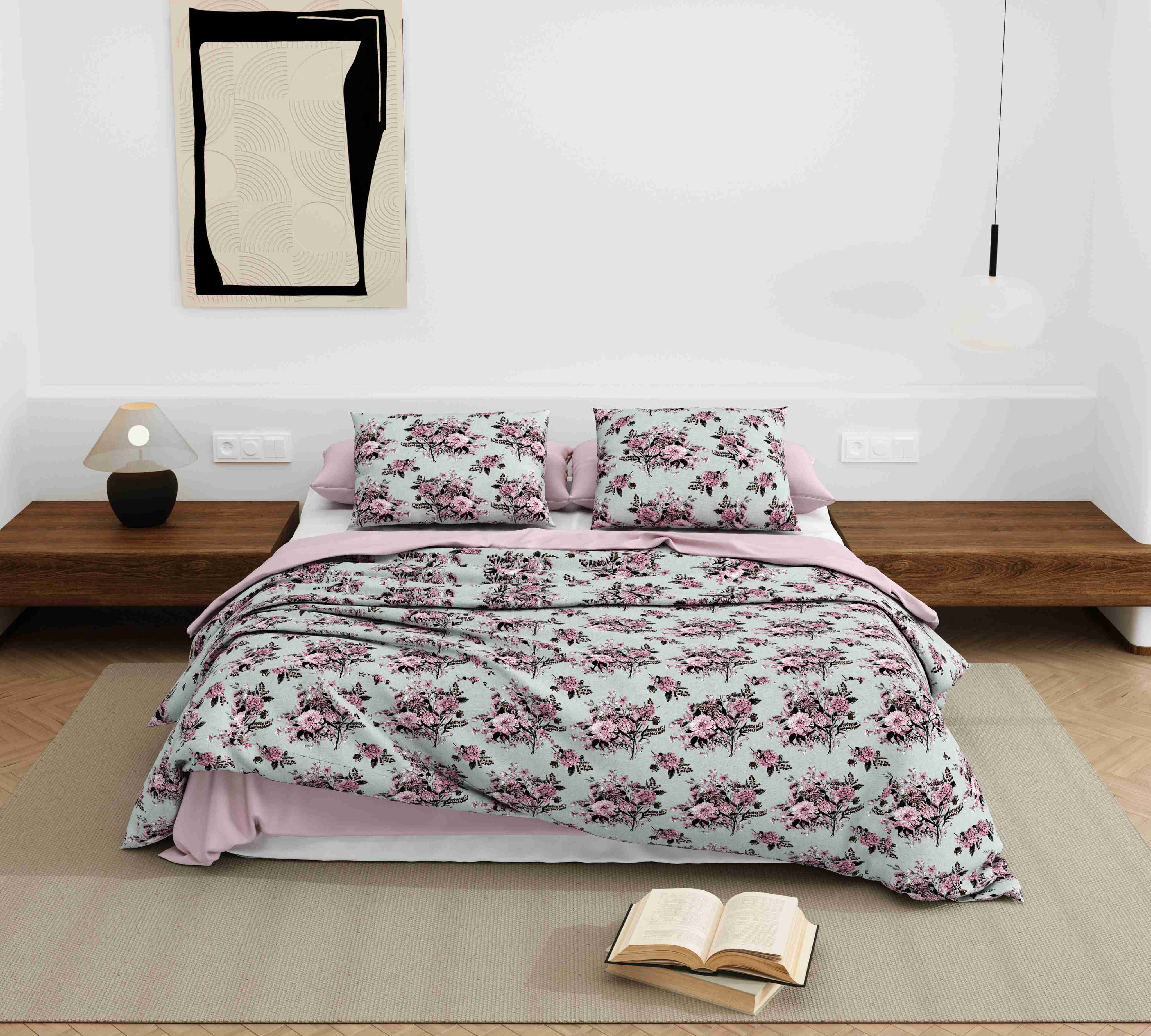 Wonderland 108" x 108" Cotton King Size Bedsheet Set with 2 Pillow Covers