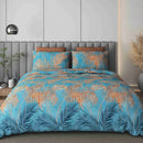 Black Jack (Blue Tropical Palm Edition) 108" x 108" Cotton King Size Bedsheet Set with 2 Pillow Covers