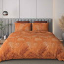 Black Jack (Rust Orange Tropical Palm Edition) 108" x 108" Cotton King Size Bedsheet Set with 2 Pillow Covers