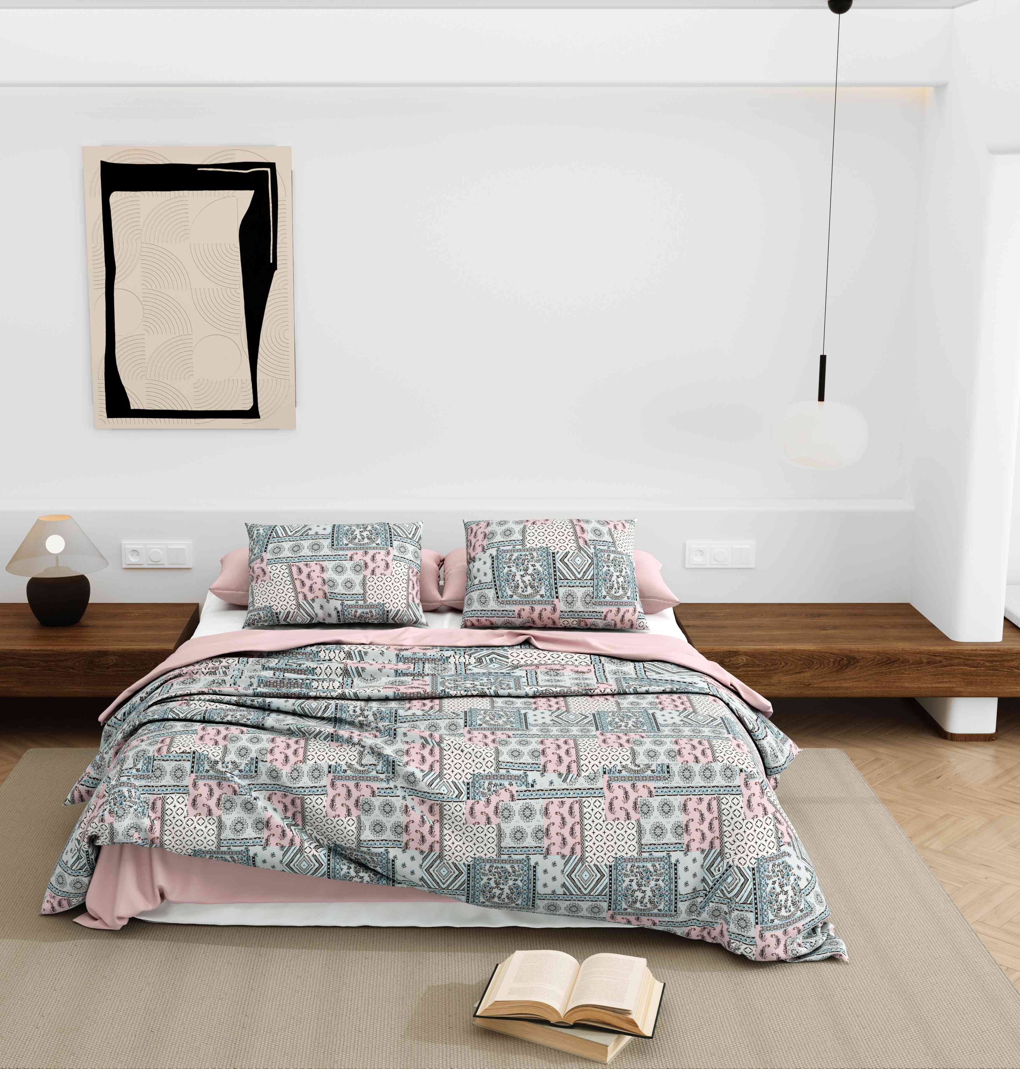 Wonderland 108" x 108" Cotton King Size Bedsheet Set with 2 Pillow Covers