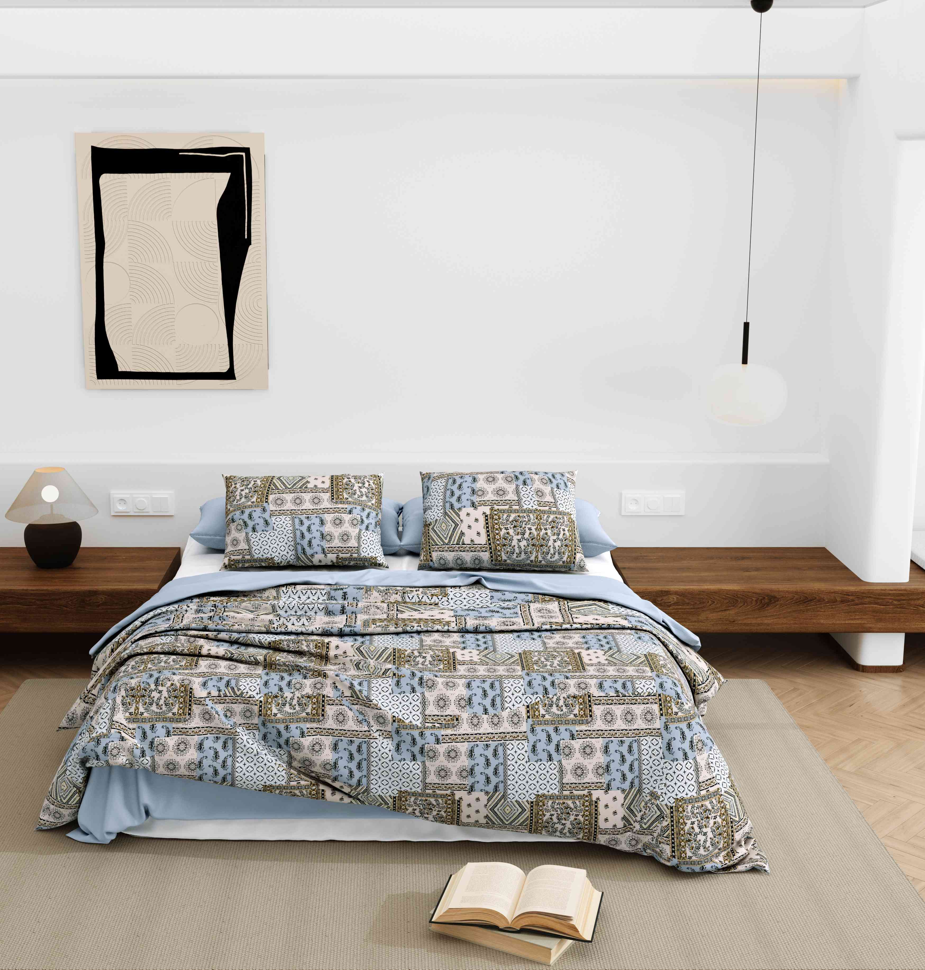 Wonderland 108" x 108" Cotton King Size Bedsheet Set with 2 Pillow Covers