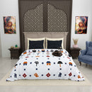 Gujri 90" x 108" Cotton Bedsheet Set with 2 Pillow Covers – Tribal Hut & Tree Print