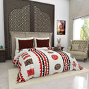 Gujri 90" x 108" Cotton Bedsheet Set with 2 Pillow Covers – Red & Brown Geometric Tribal