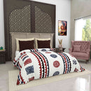 Gujri 90" x 108" Cotton Bedsheet Set with 2 Pillow Covers – Navy & Red Geometric Tribal