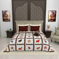 Gujri 90" x 108" Cotton Bedsheet Set with 2 Pillow Covers – Earthy Brown Patchwork