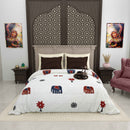 Gujri 90" x 108" Cotton Bedsheet Set with 2 Pillow Covers – Navy Blue Elephant Parade