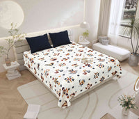 Gujri 90" x 108" Cotton Bedsheet Set with 2 Pillow Covers – Navy & Rust Folk Scatter Print