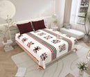 Gujri 90" x 108" Cotton Bedsheet Set with 2 Pillow Covers – Diagonal Tribal Stripes & Florals