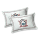 Rang Mahal 108" x 108" Cotton Bedsheet Set with 2 Pillow Covers – Royal Peacock in Rust & Cream