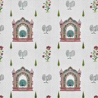 Rang Mahal 108" x 108" Cotton Bedsheet Set with 2 Pillow Covers – Royal Peacock in Rust & Cream