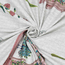 Rang Mahal 108" x 108" Cotton Bedsheet Set with 2 Pillow Covers – Royal Peacock in Rust & Cream