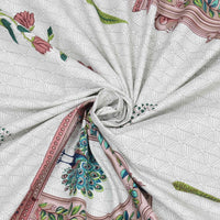 Rang Mahal 108" x 108" Cotton Bedsheet Set with 2 Pillow Covers – Royal Peacock in Rust & Cream