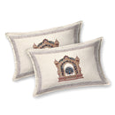 Rang Mahal 108" x 108" Cotton Bedsheet Set with 2 Pillow Covers – Royal Peacock Jharokha