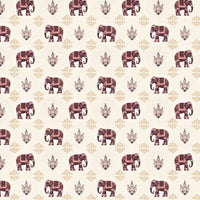 Rang Mahal 108" x 108" Cotton Bedsheet Set with 2 Pillow Covers – Royal Elephant in Cream & Maroon