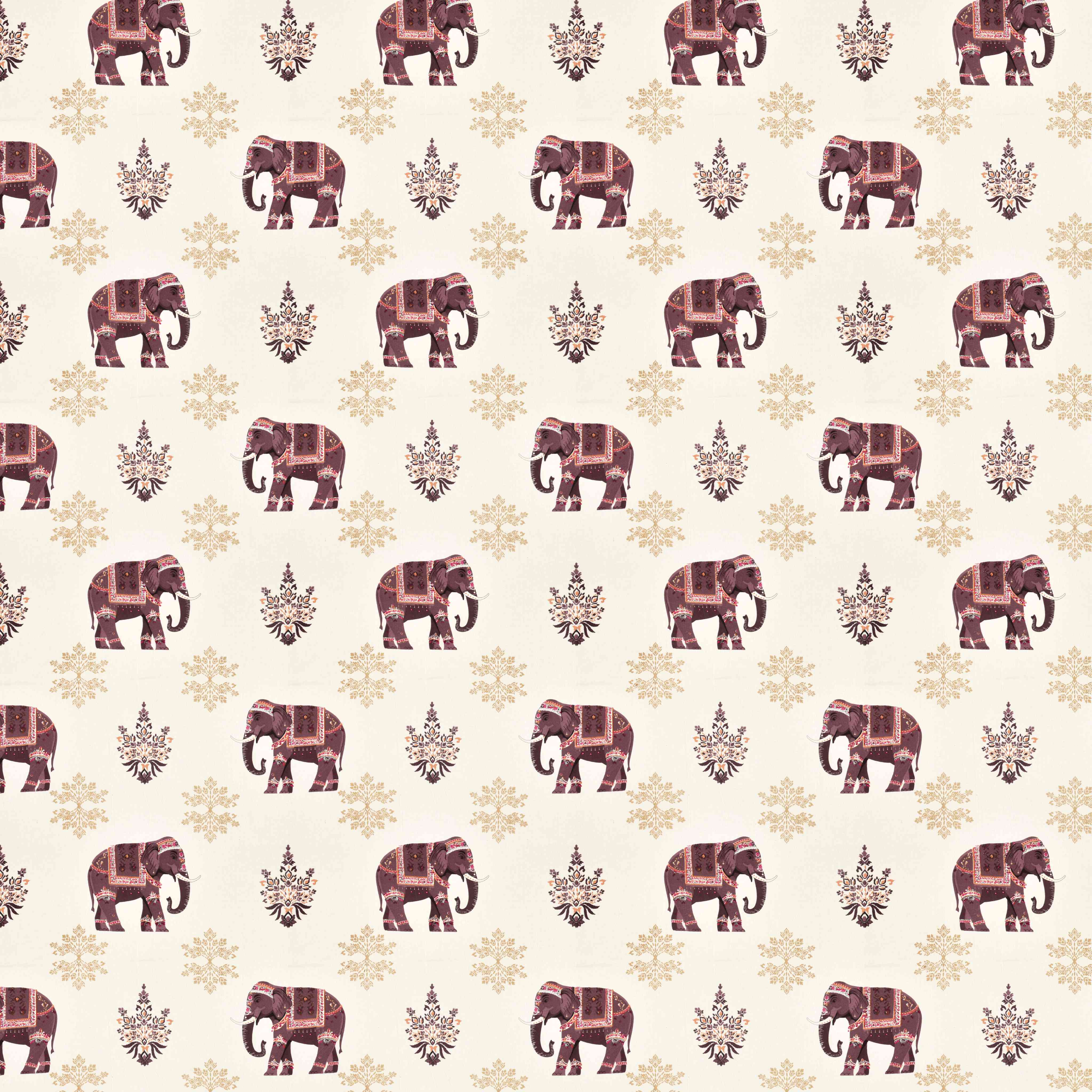 Rang Mahal 108" x 108" Cotton Bedsheet Set with 2 Pillow Covers – Royal Elephant in Cream & Maroon