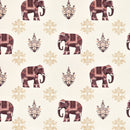 Rang Mahal 108" x 108" Cotton Bedsheet Set with 2 Pillow Covers – Royal Elephant in Cream & Maroon