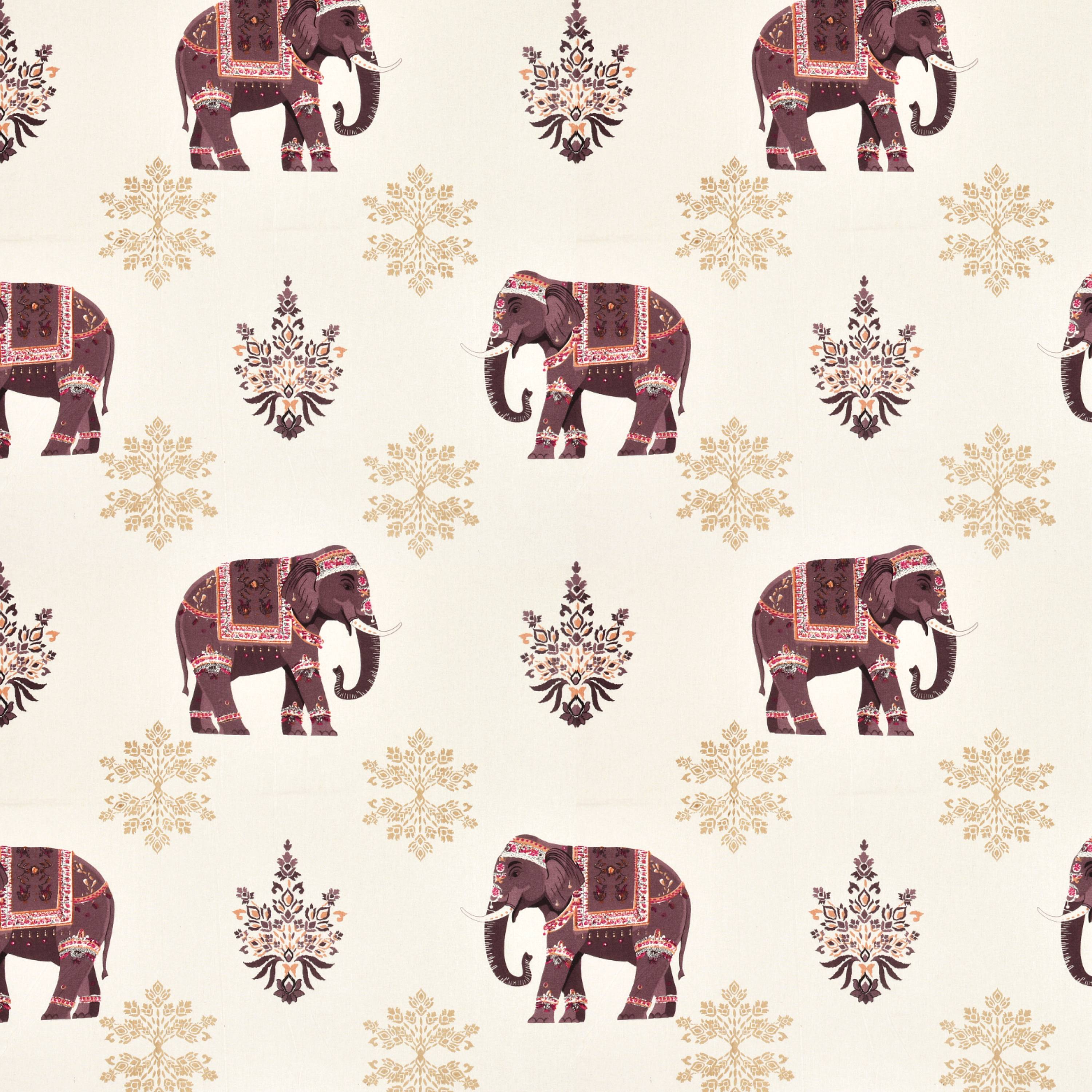 Rang Mahal 108" x 108" Cotton Bedsheet Set with 2 Pillow Covers – Royal Elephant in Cream & Maroon