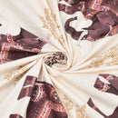 Rang Mahal 108" x 108" Cotton Bedsheet Set with 2 Pillow Covers – Royal Elephant in Cream & Maroon