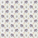 Rang Mahal 108" x 108" Cotton Bedsheet Set with 2 Pillow Covers – Royal Elephant in White & Grey