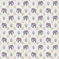 Rang Mahal 108" x 108" Cotton Bedsheet Set with 2 Pillow Covers – Royal Elephant in White & Grey