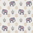Rangmahal Blue & Ivory Elephant Print King Size Bedsheet Set with 2 Pillow Covers Size (108×108)